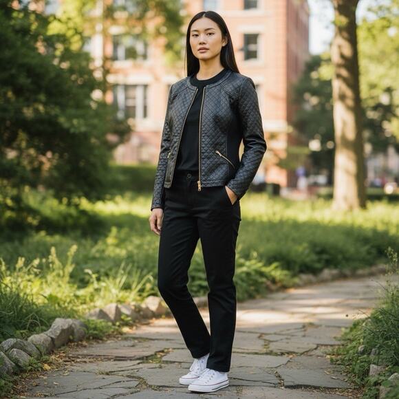 Maurices Women’s L Faux Leather Black Moto Jacket - Picture 2 of 6